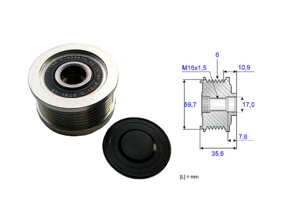 Imagen de Polea Alternador Marcha Libre Hyundai Tucson  Kia Carens/Sportage 04-25