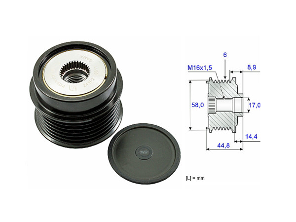 Imagen de Polea Alternador Marcha Libre Hyundai Hb20 Hb20S/I20/Tucson  Kia Rio/Sportage/Soul 09-25