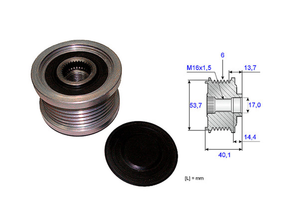 Imagen de Polea Alternador Marcha Libre BMW X5 D (E53)/530D (E39)/330Xd (E46)/X3 Diesel (E83)/320D (E46)  Chevrolet Tracker Ii Nafta/Sonic Lt Ltz/Cobalt/Cruze I Lt Ltz  Land Rover Freelander 99-25