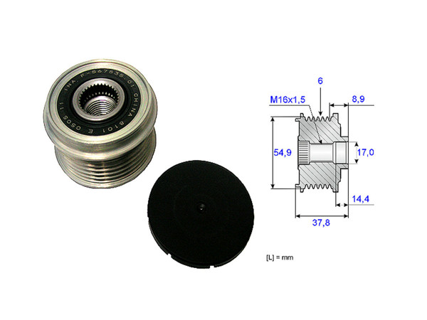 Imagen de Polea Alternador Marcha Libre Hyundai Santa Fe, Kia Sorento 11-25