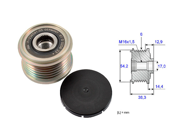 Imagen de Polea Alternador Marcha Libre Chevrolet Corsa  Citroen Berlingo/C3 Aircross/C4 Cactus/C-Elysee/Jumpy/C3/C4  Opel Grandland/Corsa/Combo  Peug 301/208/Partner/2008/3008/Expert/308/308 Sw/2008 Ii 09-28