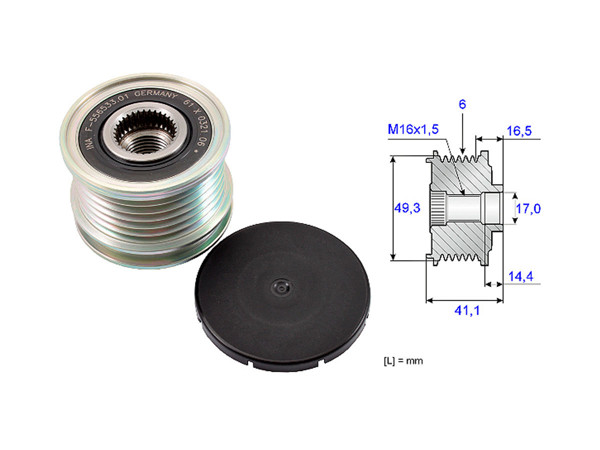 Imagen de Polea Alternador Marcha Libre Citroen Ds3/C4/C4 Cactus/C4 Picasso Grand Picasso/C3/C3 Picasso  Peug 5008/207/2008/3008/308/308 Sw/508 09-25