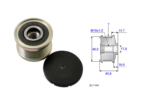 Imagen de Polea Alternador Marcha Libre Alt Renault Clio/Captur/Sandero/Duster/Master/Oroch 11-25