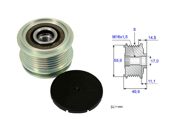 Imagen de Polea Alternador Marcha Libre Audi A3/A4  GWM Wingle 5  Volks Bora/Suran/Golf/Vento/New Beetle 96-25