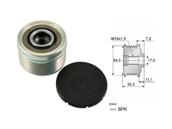 Imagen de Polea Alternador Marcha Libre Chevrolet Tracker I Diesel/D Max  Citroen Xsara/Xantia/C5/C3  Ford Ecosport  Peug 307/206/Boxer/406/306  Suzuki Grand Vitara 93-25