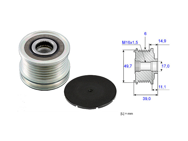 Imagen de Polea Alternador Marcha Libre Mercedes Benz Sprinter 313Cdi 413 Cdi Doble Rueda Trasera/Sprinter 313Cdi 413 Cdi Rueda Sencilla Trasera/C 200 Cdi (W202) 98-09