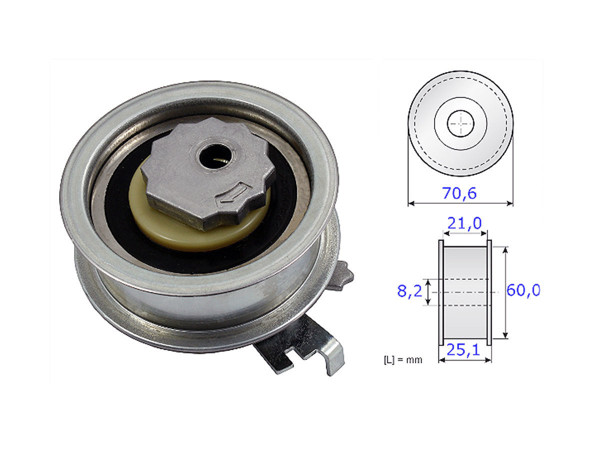 Imagen de Tensor Correa Distr Audi Q2 Basic/Q3/A1/A4/A3  Seat Leon Sc/Arona/Ibiza V  Volks Nivus/Suran/Tiguan/New Beetle/Golf/Up/Saveiro Cross/T-Cross/Virtus/Polo/Cross Fox/Fox 10-25