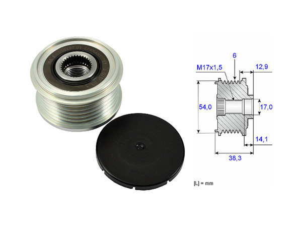 Imagen de Polea Alternador Marcha Libre Alt Chevrolet Corsa  Citroen C4 Cactus/C-Elysee/Berlingo/C3 Aircross/C3  Opel Corsa/Combo/Grandland  Peug 208/2008/3008/308/308 Sw/Partner/2008 Ii/301 12-28