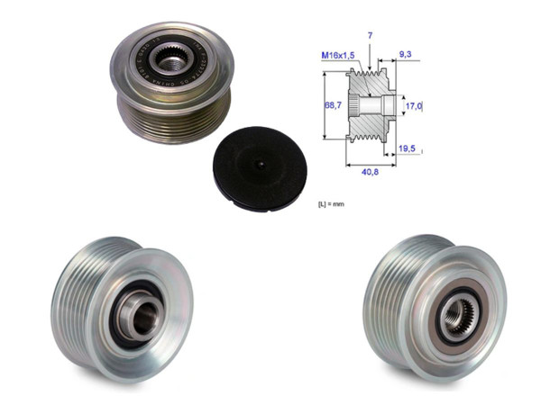 Imagen de Polea Alternador Marcha Libre Hyundai H1 Carroceria Tq Starex  Hyundai Camion Porter  Kia Sorento  Kia Camion Bongo K2500 Tdi Diesel 05-25