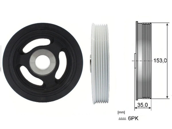 Imagen de Polea Damper Chevrolet Corsa  Citroen C3/Berlingo/C4/C3 Aircross/Jumpy/C-Elysee/C4 Cactus  Opel Grandland/Combo/Corsa  Peug 2008 Ii/Partner/301/307/2008/208/3008/206/Expert/308 Sw/308 04-28