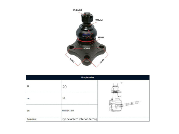 Imagen de Rotula Delantera Mitsubishi L200 93-95 Der/Izq