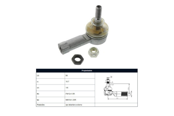 Imagen de Puntero Chevrolet Montana/Corsa/Corsa Combo/Celta 95-16 Der/Izq Int Ø12