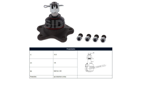 Imagen de Rotula Del Superior Izq/Der Toyota Hilux 1.8/1.2/2.4/2.8/3.0-Deer 2.2
