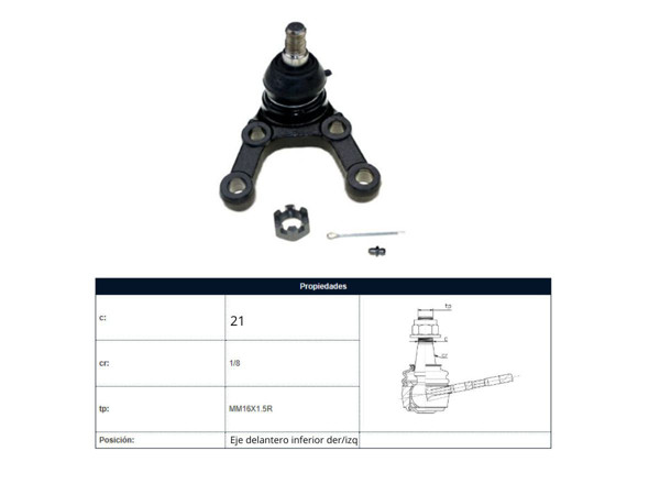 Imagen de Rotula Delantera Hyundai Galloper, Mitsubishi L200 93-25 Der/Izq
