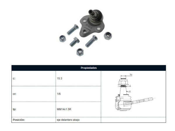 Imagen de Rotula Toyota Corolla 96-07 Der/Izq
