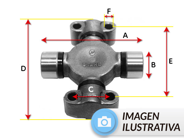 Imagen de CRUCETA A:126.1mm B:34.9mm C:42.5mm D:140.5mm E:114.4mm F:10.5