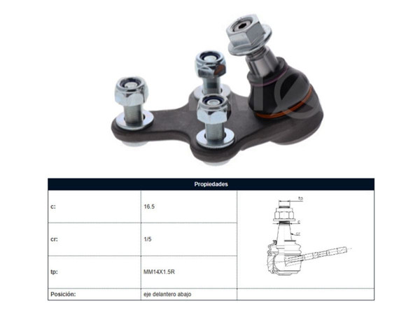 Imagen de Rotula Peug 308 14-25 Der/Izq