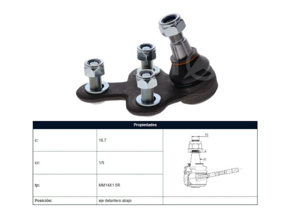 Imagen de Rotula Citroen Berlingo, Opel Combo, Peug Partner 19-25 Der/Izq
